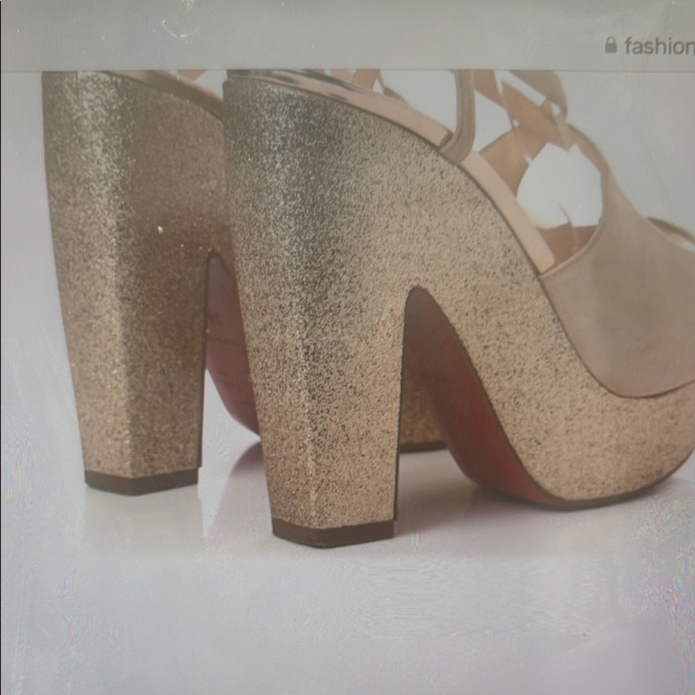 Christian louboutin glitter mini martel 140 pump nude suede